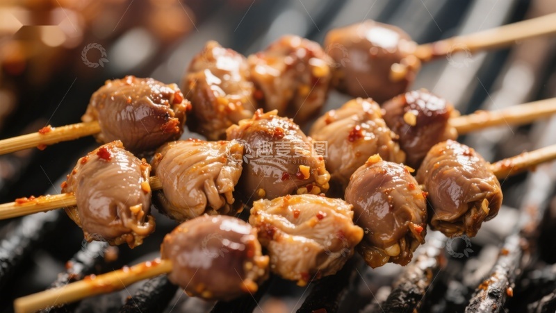 高清大图下载【趣麦麦图】烤串上的美味鹌鹑蛋