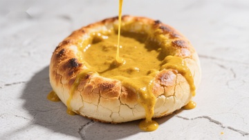 热腾腾的面包配浓郁酱汁