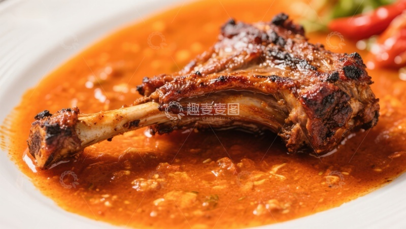 高清大图下载【趣麦麦图】香辣烤羊排配浓郁酱汁