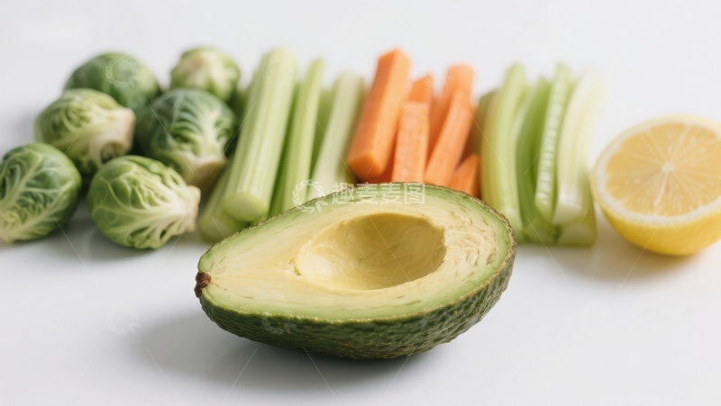 高清大图下载【趣麦麦图】新鲜蔬菜与半个牛油果