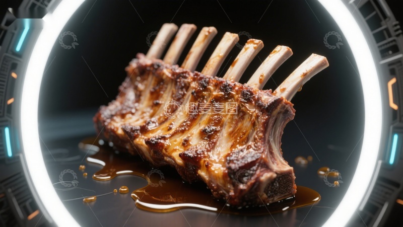 高清大图下载【趣麦麦图】烤制肋排，酱汁淋漓