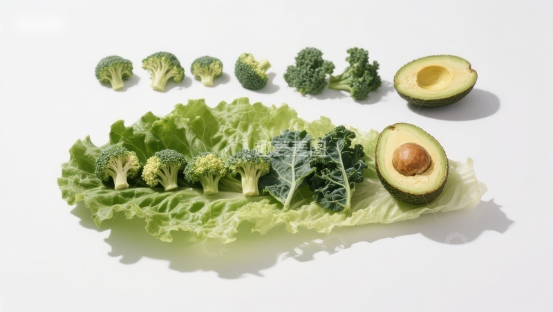 高清大图下载【趣麦麦图】绿色蔬菜与牛油果的健康组合