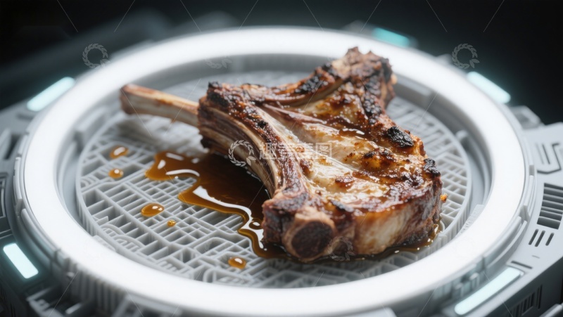 高清大图下载【趣麦麦图】烤制羊排在高科技烹饪设备中