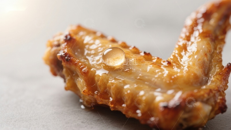 高清大图下载【趣麦麦图】金黄酥脆的烤鸡翅特写