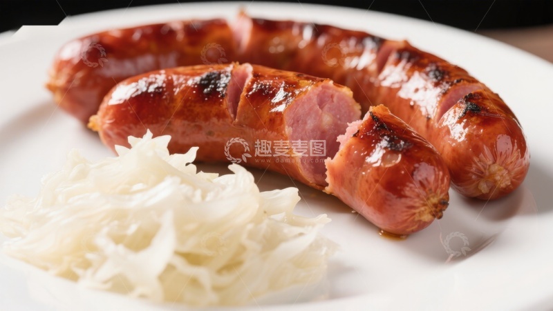 高清大图下载【趣麦麦图】烤香肠配酸菜，美味经典组合