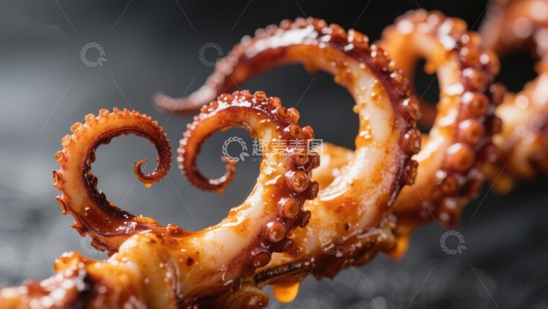 高清大图下载【趣麦麦图】酱汁淋洒的鲜嫩鱿鱼触须