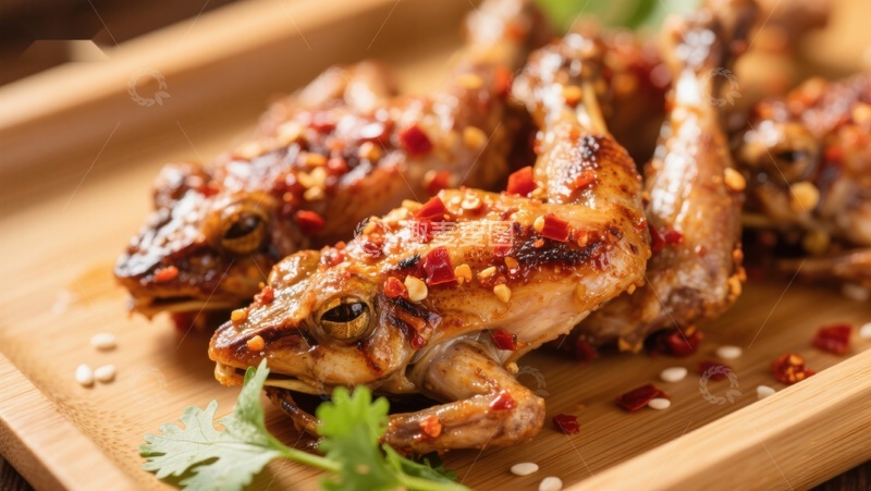 高清大图下载【趣麦麦图】香辣烤蛙腿，美味诱人