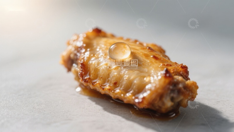 高清大图下载【趣麦麦图】美味烤鸡翅上的晶莹水珠
