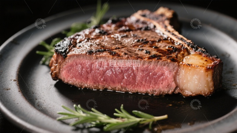 高清大图下载【趣麦麦图】煎制完美的牛排配迷迭香
