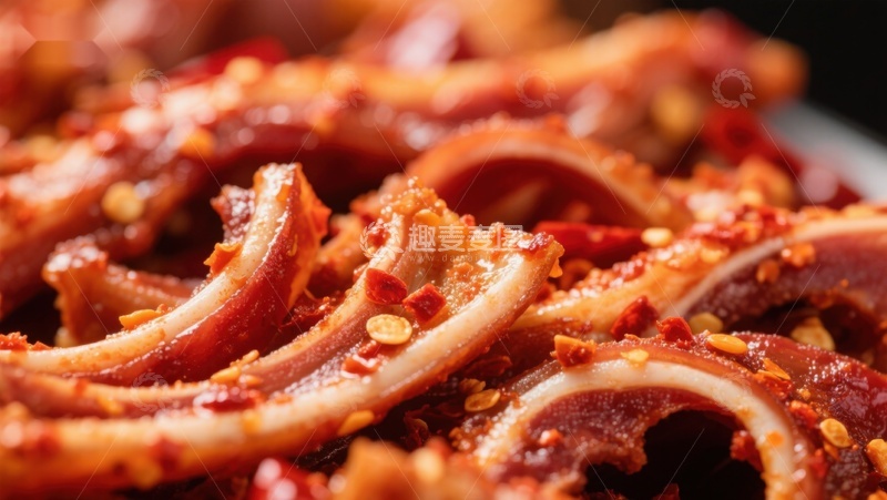 高清大图下载【趣麦麦图】麻辣鱿鱼特写，香辣诱人