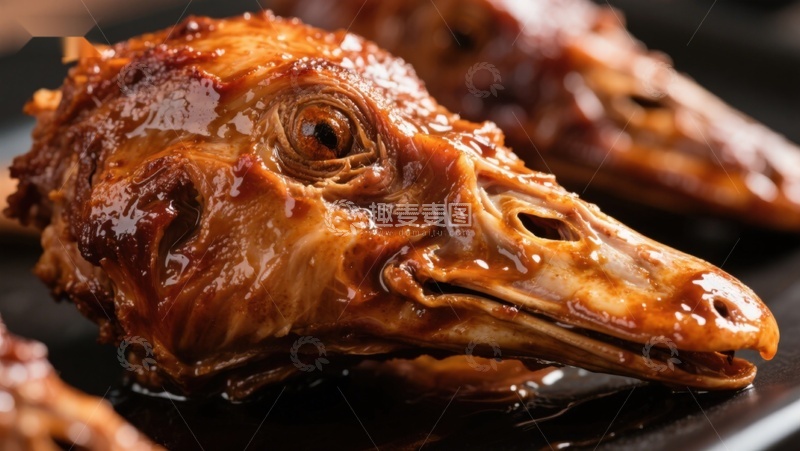高清大图下载【趣麦麦图】酱烤鸭头特写
