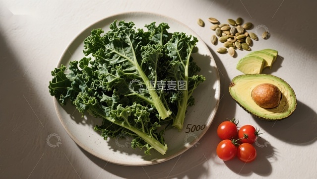 健康食材：羽衣甘蓝、牛油果与樱桃番茄