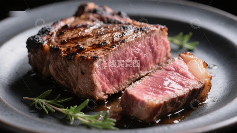 高清大图下载【趣麦麦图】煎制牛排配迷迭香
