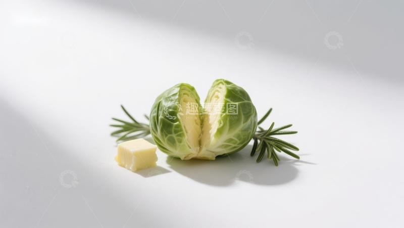 高清大图下载【趣麦麦图】切开的抱子甘蓝配黄油和迷迭香