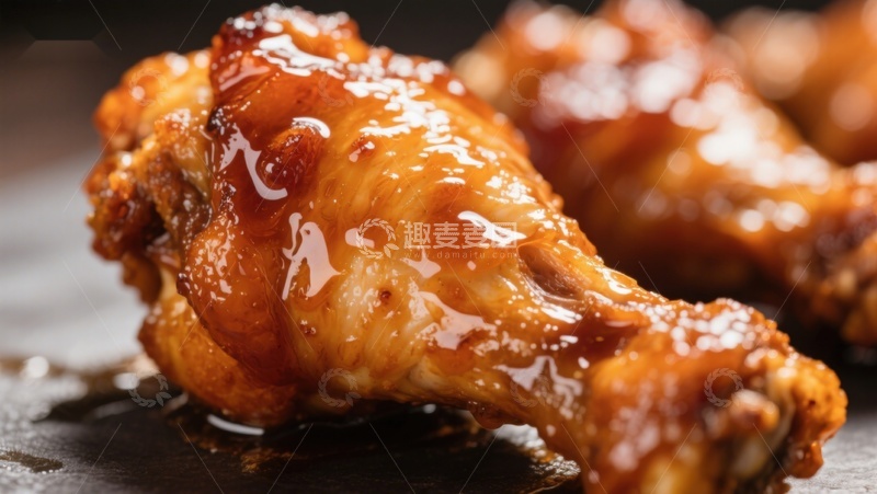 高清大图下载【趣麦麦图】美味烤鸡腿，酱汁浓郁诱人