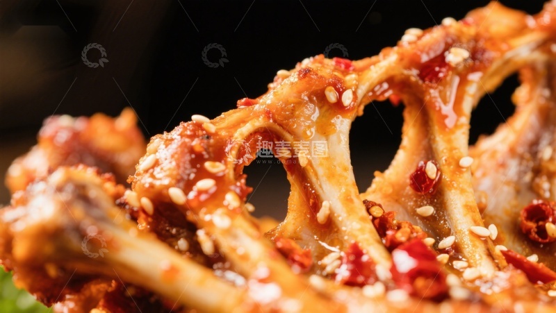 高清大图下载【趣麦麦图】香辣排骨特写，诱人美食