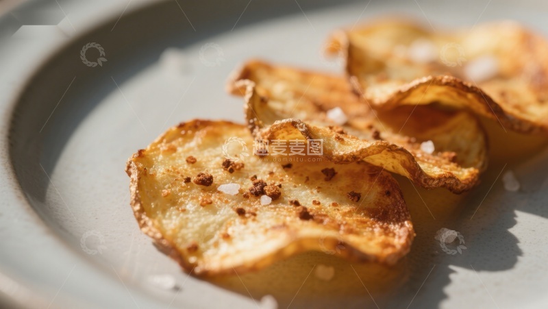 高清大图下载【趣麦麦图】脆香薯片，撒上细盐