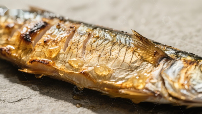 高清大图下载【趣麦麦图】烤制鱼肉的特写