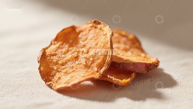 酥脆薯片静置布面