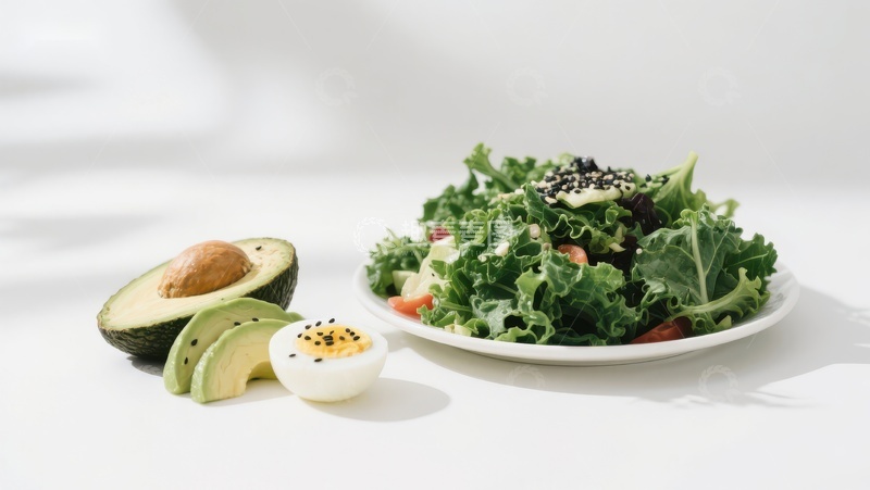 高清大图下载【趣麦麦图】新鲜沙拉配鳄梨和鸡蛋