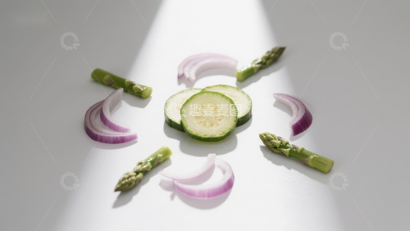 高清大图下载【趣麦麦图】新鲜蔬菜切片的创意排列
