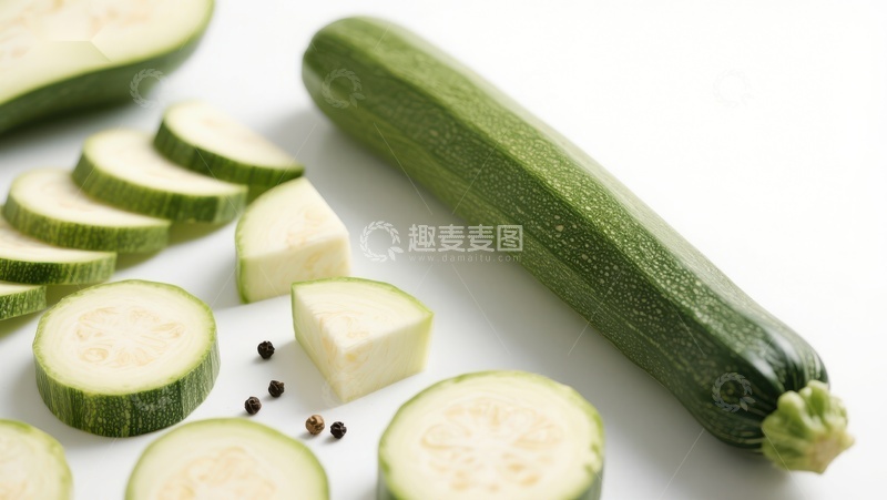 高清大图下载【趣麦麦图】新鲜西葫芦切片展示