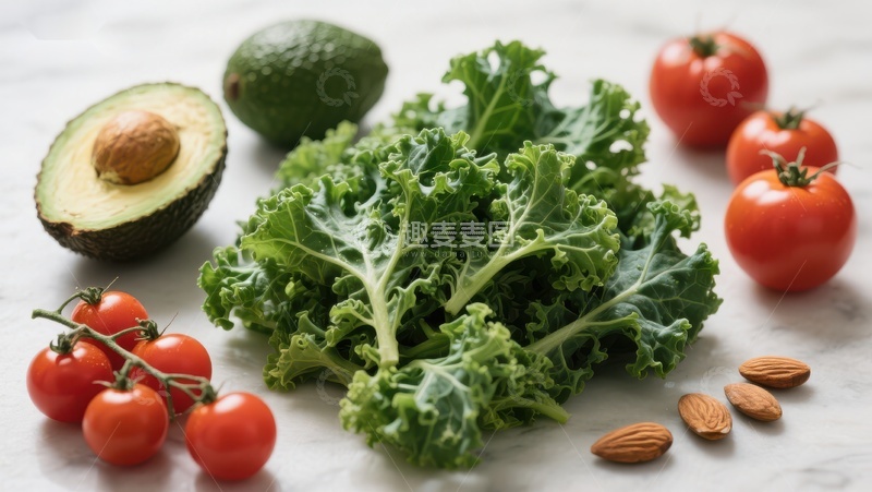 高清大图下载【趣麦麦图】新鲜蔬菜与坚果的健康组合