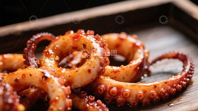 香辣鱿鱼圈特写