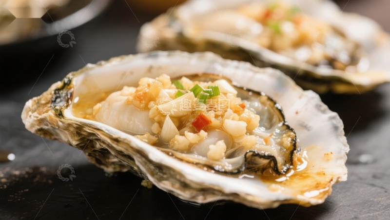 高清大图下载【趣麦麦图】蒜蓉牡蛎：美味海鲜佳肴