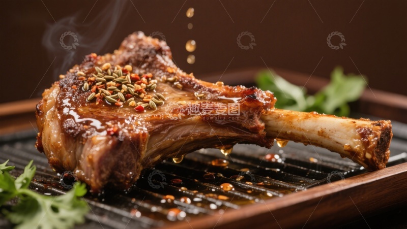 高清大图下载【趣麦麦图】香煎羊排，撒料飘香