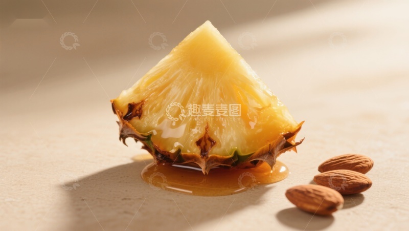 高清大图下载【趣麦麦图】菠萝切片与蜂蜜杏仁