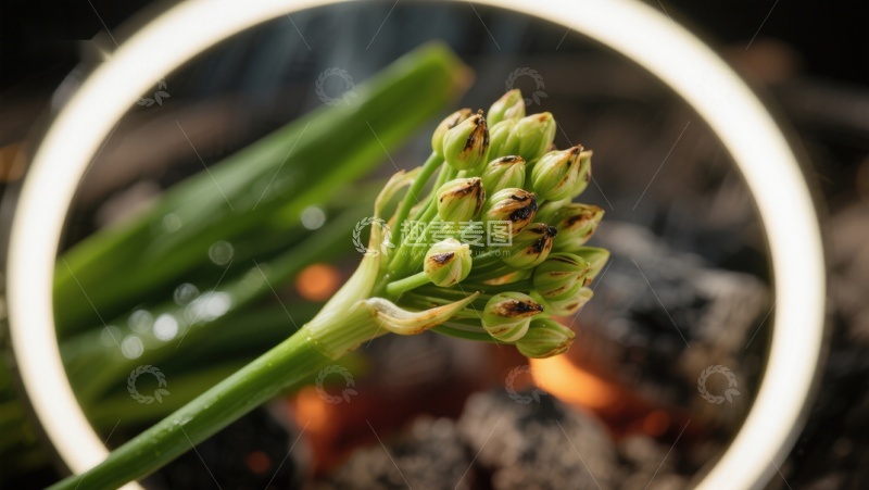 高清大图下载【趣麦麦图】火焰旁的绿色植物特写
