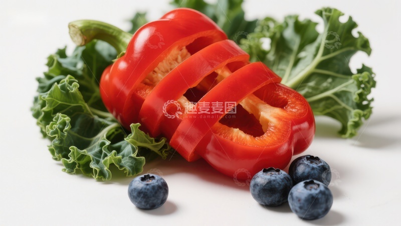 高清大图下载【趣麦麦图】新鲜蔬菜与蓝莓的组合