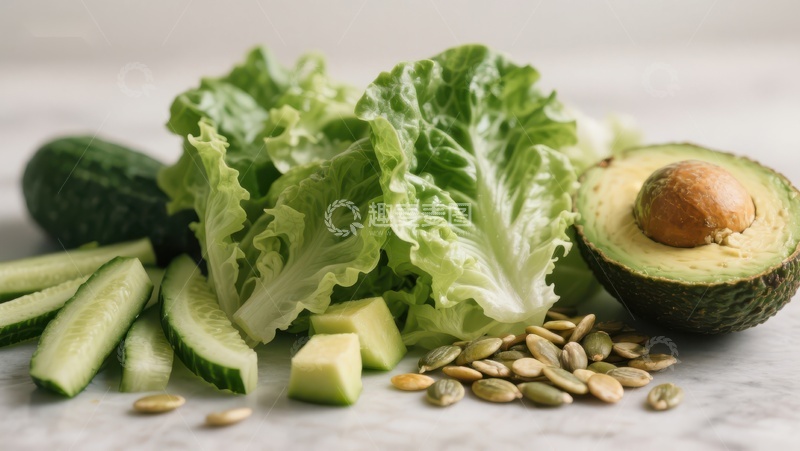 高清大图下载【趣麦麦图】新鲜蔬菜与牛油果的健康组合