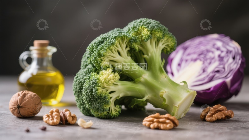 高清大图下载【趣麦麦图】新鲜蔬菜与坚果的健康组合