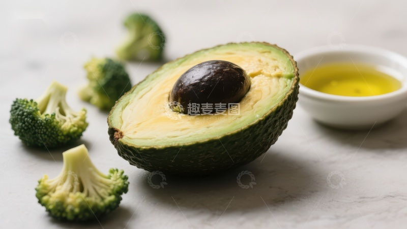 高清大图下载【趣麦麦图】新鲜牛油果与西兰花的健康搭配