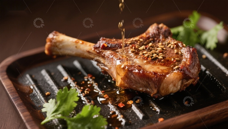 高清大图下载【趣麦麦图】香煎羊排配芝麻与香菜