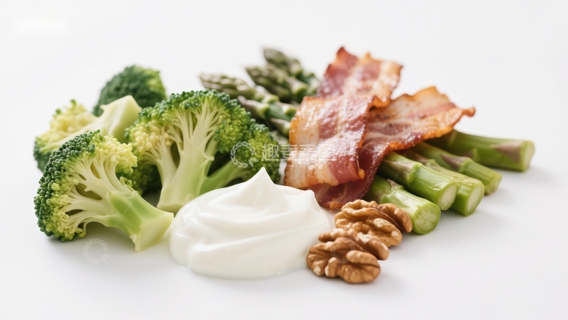 高清大图下载【趣麦麦图】西兰花、芦笋配培根与酸奶油