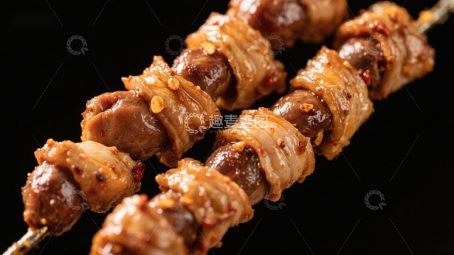 美味串烧：肉块与洋葱的完美组合