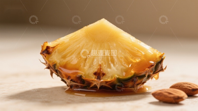 高清大图下载【趣麦麦图】-切开的菠萝流出汁液