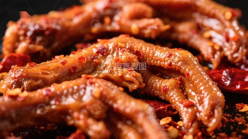 高清大图下载【趣麦麦图】麻辣鸡爪特写，诱人美食