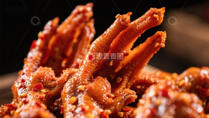 高清大图下载【趣麦麦图】麻辣鸭爪特写，诱人美食