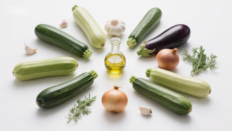 高清大图下载【趣麦麦图】新鲜蔬菜与橄榄油的组合