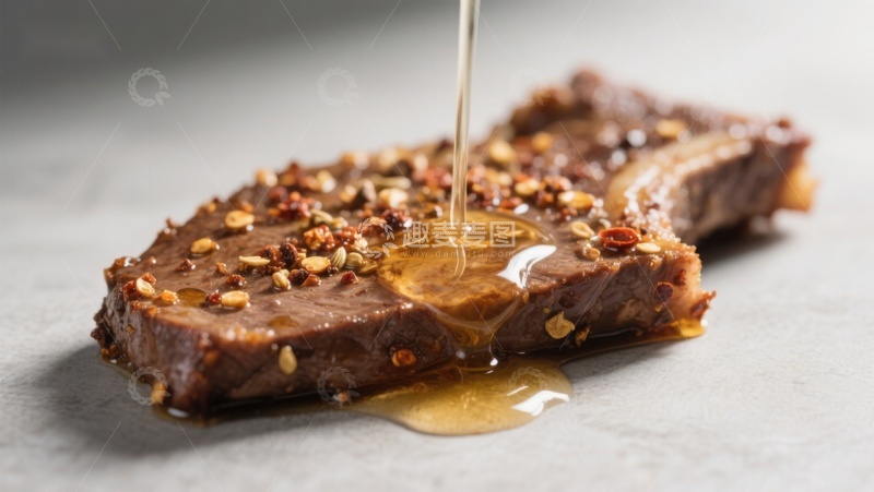 高清大图下载【趣麦麦图】蜂蜜淋洒在坚果巧克力上