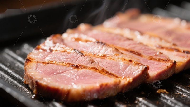 高清大图下载【趣麦麦图】煎烤牛肉片，热气腾腾