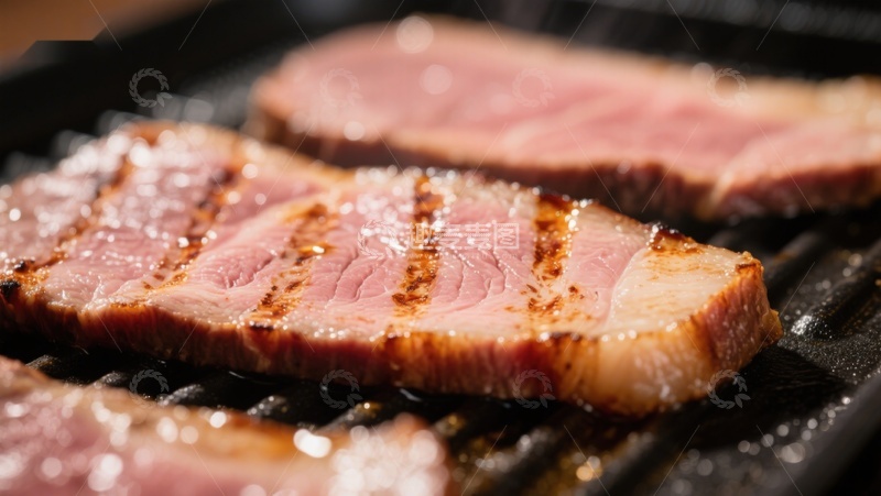 高清大图下载【趣麦麦图】煎烤牛肉片，表面焦香内部嫩滑