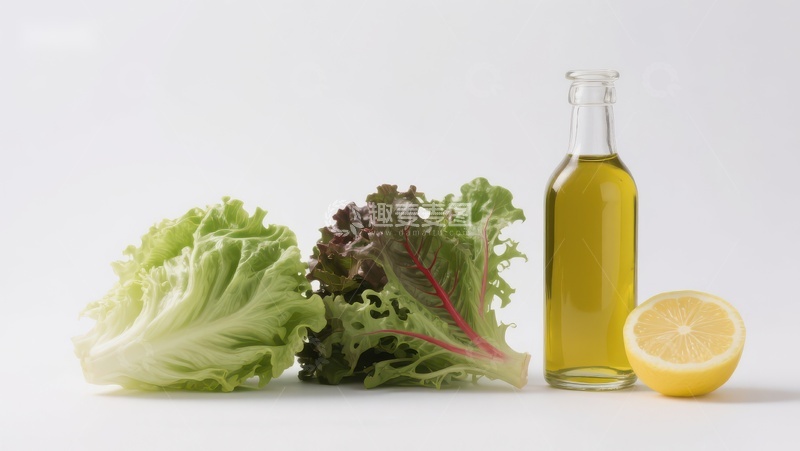 高清大图下载【趣麦麦图】橄榄油、生菜与柠檬的清新组合