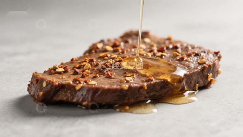 高清大图下载【趣麦麦图】蜂蜜淋洒在坚果巧克力上的特写