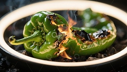 火焰炙烤的青椒