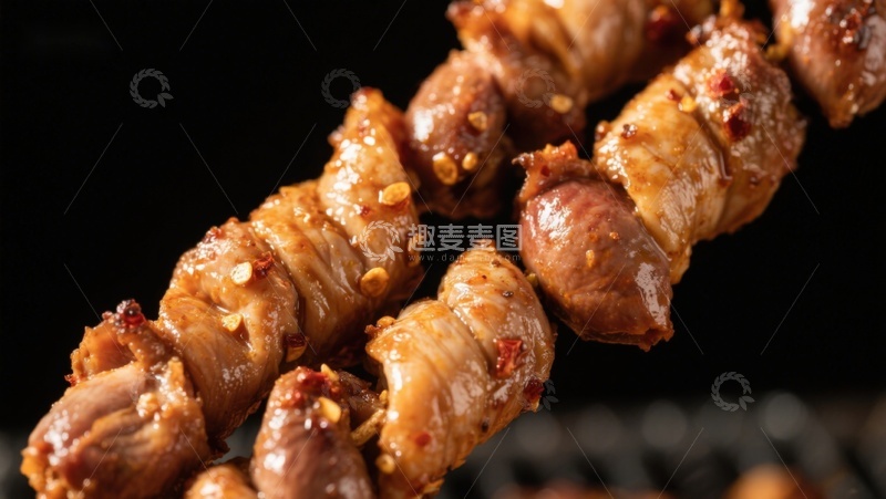 高清大图下载【趣麦麦图】香辣串烧鸡肉，诱人美味